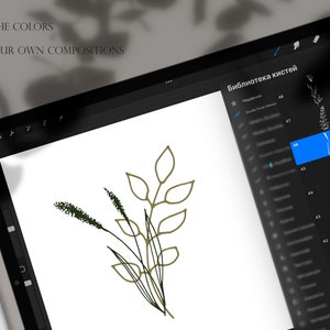 Floral Doodle Procreate Stamps, Procreate Brushset, Line Art Floral ...