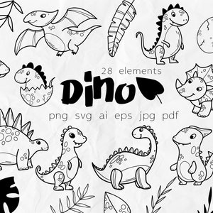 Dinosaur SVG, Dino SVG, schattige dino SVG, baby Dino SVG clipart, baby shower illustratie