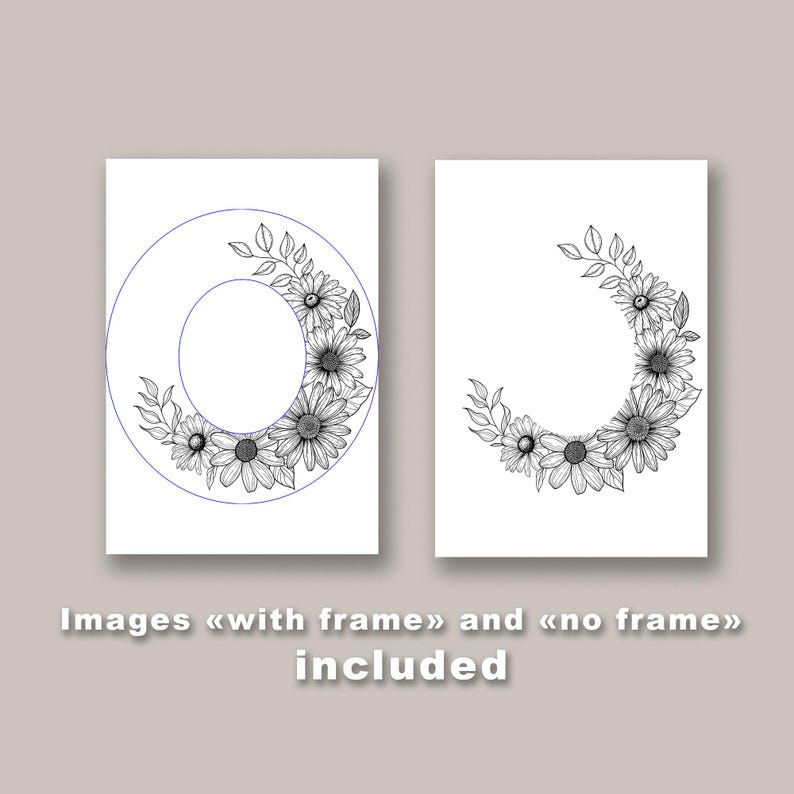 Floral Hat Burning Design SVG | Hand-drawn Pyrography Daisy Sunflowers ...