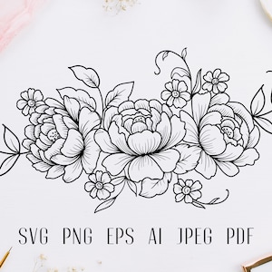 Blumen svg png Blumenstrauß svg Rosen Clipart Peony svg Rose svg Floral composition svg Blumenstrauß Hochzeit svg design Botanical svg
