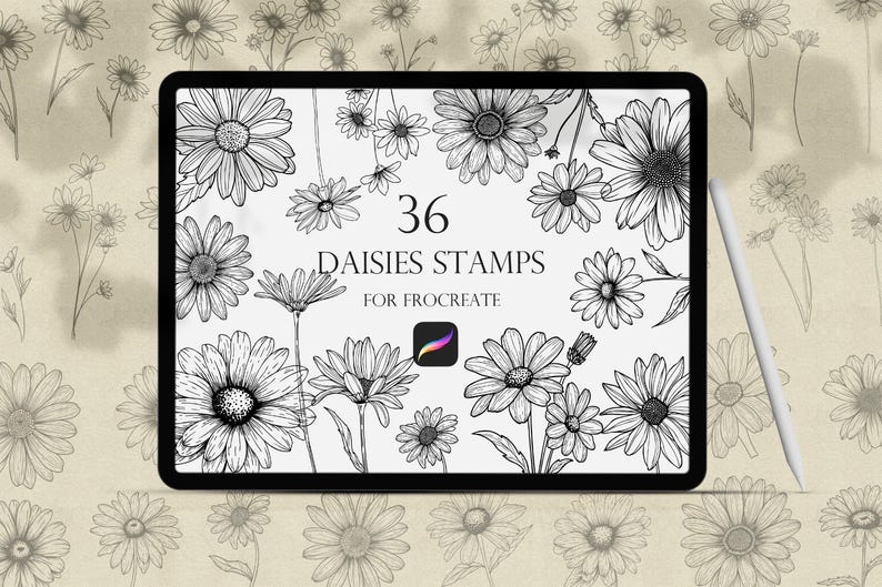 Daisies Procreate Stamps, Daisy Brushes Procreate, Flower Stamps ...