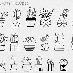 Cacti SVG Plant SVG Hand Drawn Potted Succulents SVG Png - Etsy