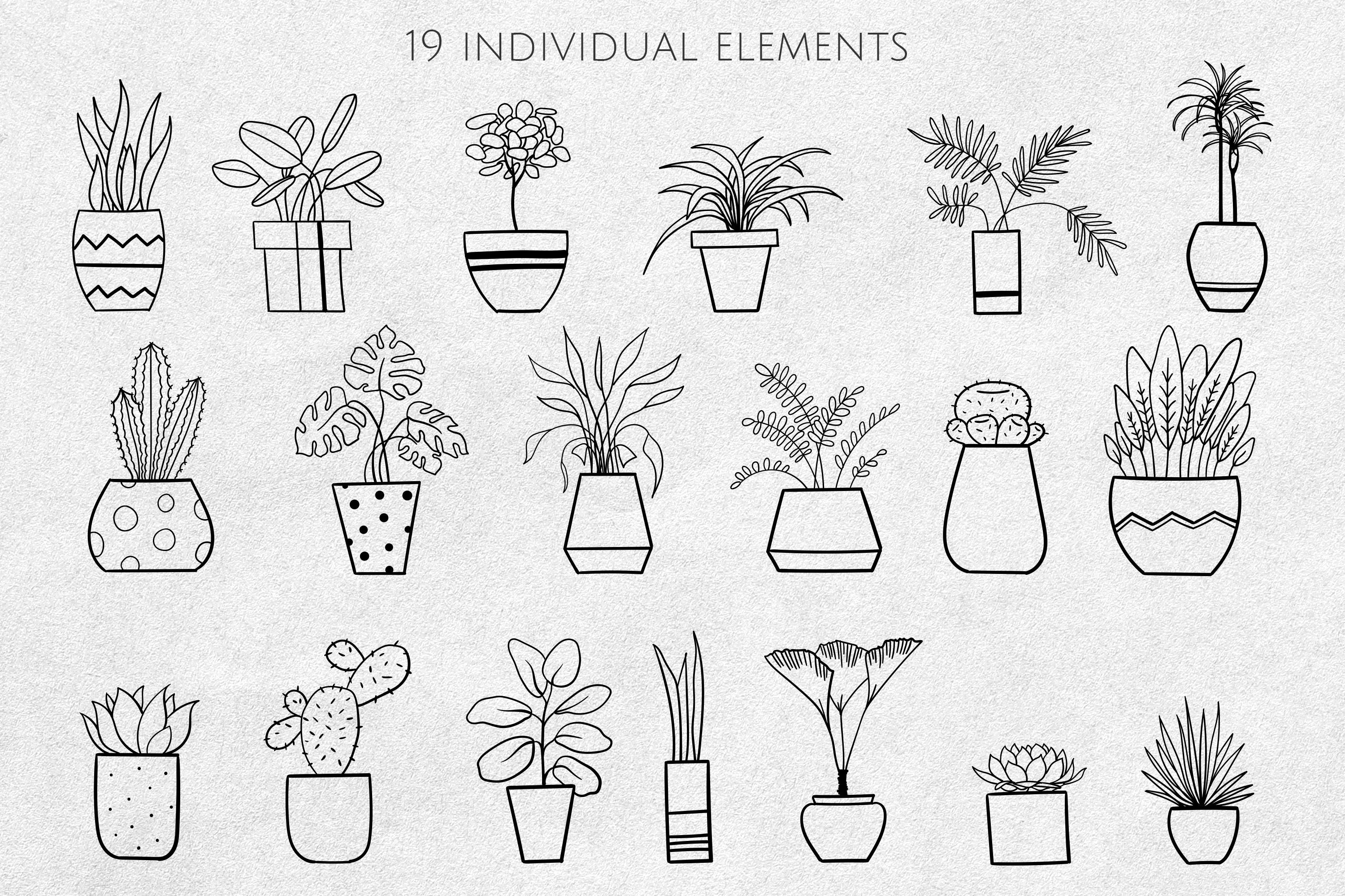 Plant SVG Hand drawn Potted Plants SVG PNG Houseplants Etsy