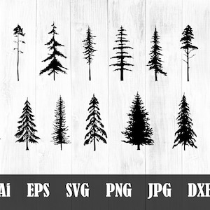 Pine tree svg, Christmas tree silhouette svg, Tree svg, Pine tree clipart, Christmas tree clipart, Spruce, Pine tree svg bundle, Nature, png