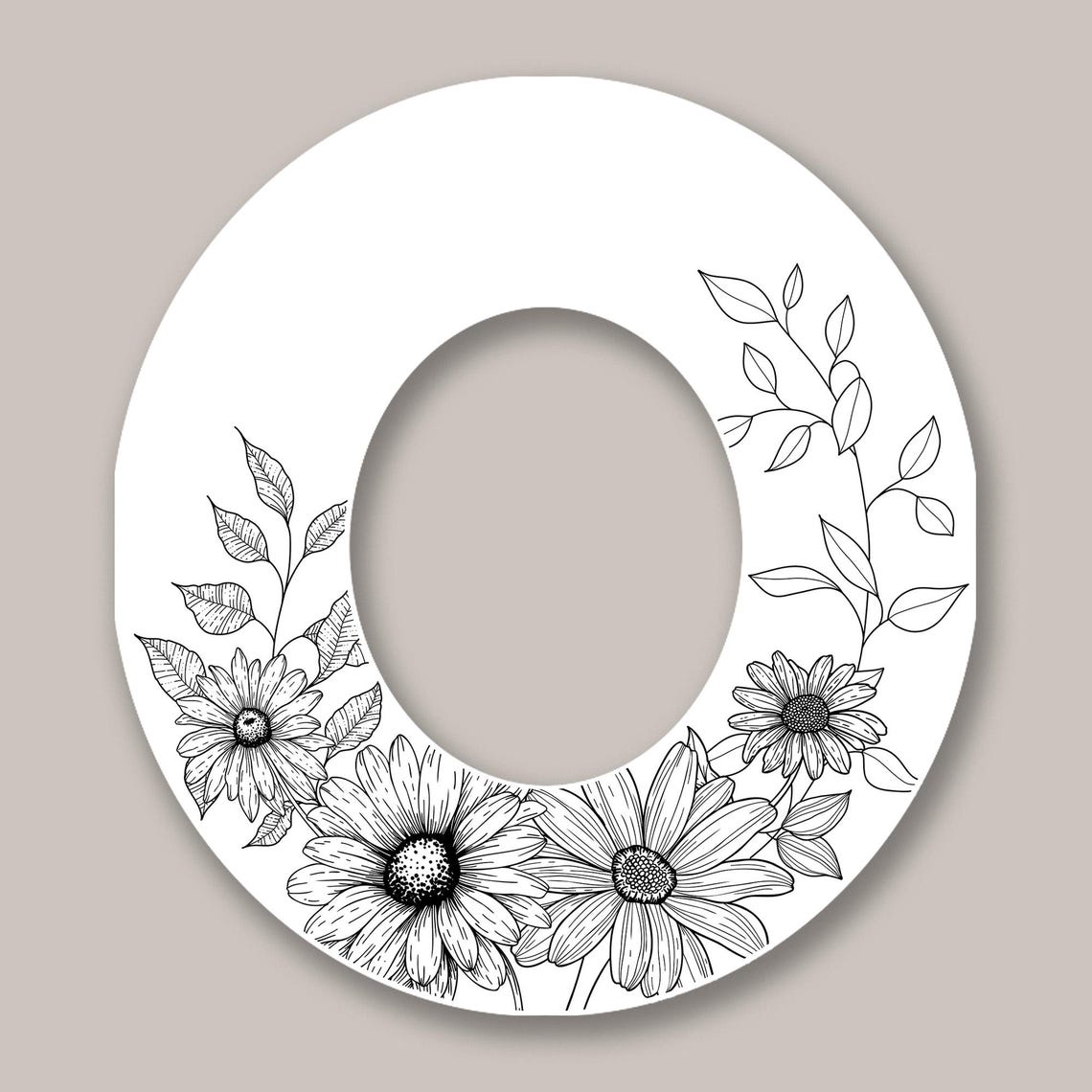 Floral Hat Burning Design SVG | Hand-drawn Pyrography Daisy Sunflowers ...