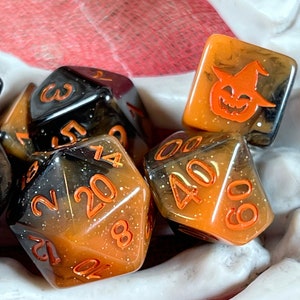 Trick or Treat DnD Dice Set for Dungeons and Dragons | D20 TT RPG Polyhedral Dice Set | Halloween Themed Dice!