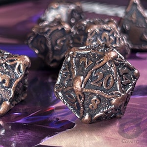 Bronze Octopus Metal DnD Dice Set | Heavy Octopi Polyhedral Dice for Dungeons and Dragons