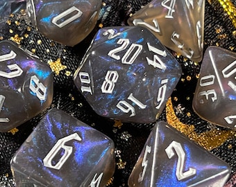 Endless Sleep DnD Dice Set for Dungeons and Dragons | D20 TT RPG Polyhedral Dice Set | Blue and Black Shimmering Dice!