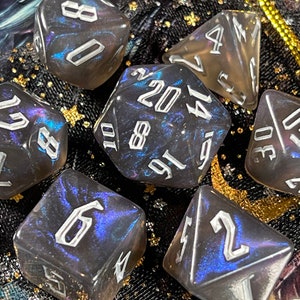 Endless Sleep DnD Dice Set for Dungeons and Dragons | D20 TT RPG Polyhedral Dice Set | Blue and Black Shimmering Dice!