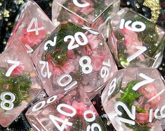 Flower Garden DnD Dice Set | Dungeons and Dragons | Real Flowers Inside!
