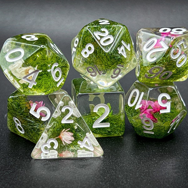 Blomfält DnD-tärningsset | Dungeons and Dragons | Blommor inuti!