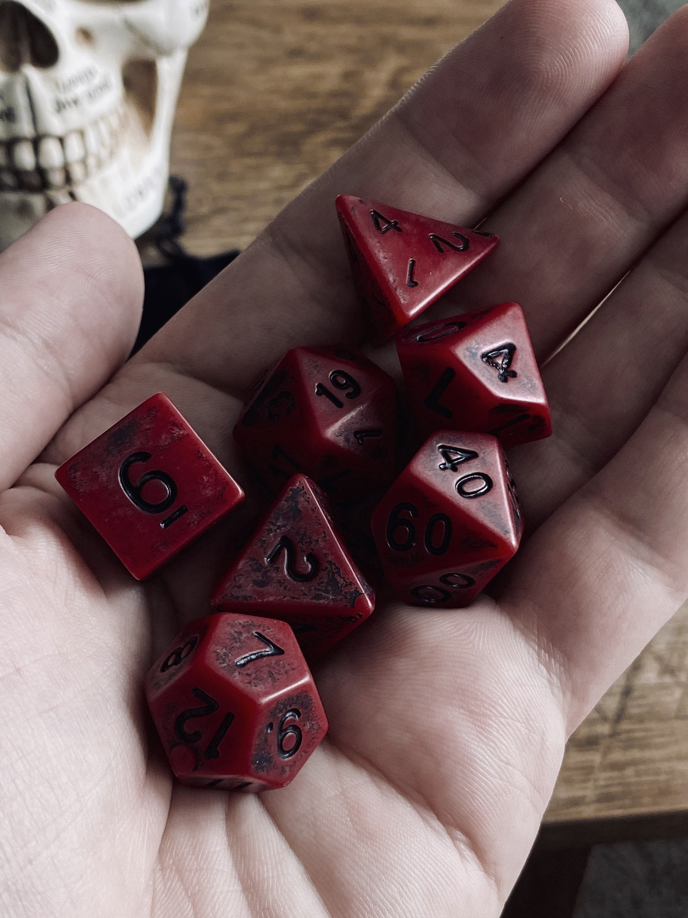 DEMON BONE Dnd Dice Set for Dungeons and Dragons Faux Red Etsy UK