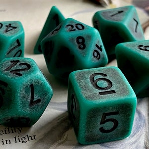 Forest Bone DnD Dice Set | Dungeons and Dragons | Green Faux Bone with a Matte Finish!