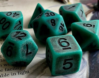 Forest Bone DnD Dice Set | Dungeons and Dragons | Green Faux Bone with a Matte Finish!