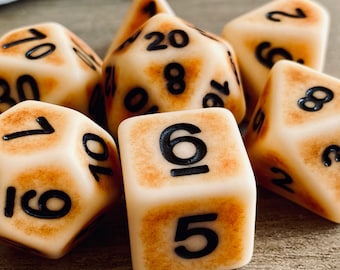 Ancient Bone DnD Dice Set | Faux Bone Polyhedral Dice for TTRPGs