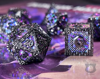 Arcane Vault Metal DnD Dice Set | Heavy Metal Dice with Arcane Colors | Dungeons & Dragons