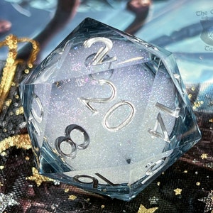 Dark Blue Liquid-Core Giant D20 Dnd Dice | Oversized, Chonk 33mm