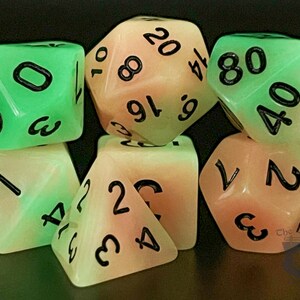 Glow in the Dark Dnd Dice Set | Dungeons and Dragons | Red Green Polyhedral RPG Dice