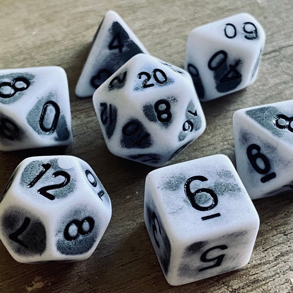 Bleached Bone DnD Dice Set for Dungeons and Dragons | D20 TT RPG Polyhedral Dice Set | Faux Bone with a Matte Finish!