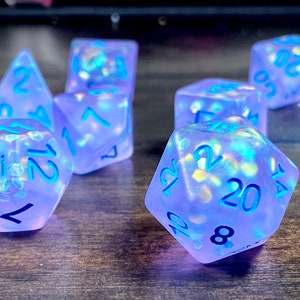 Twilight Sea Glass DnD Dice Set | D20 TTRPG Matte, Frosted Texture Polyhedral Dice Set