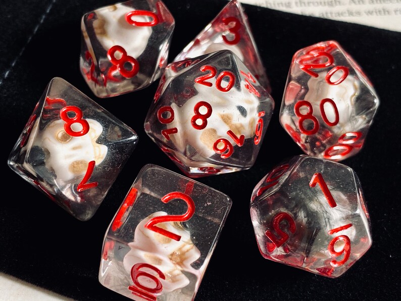 2 Sets DND Dice Set Black White D&D Dice Smoke LAMJAM