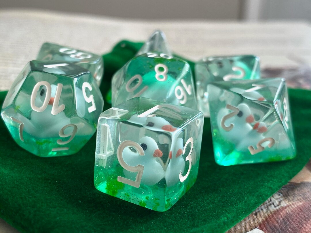 Rubber Ducky Dnd Dice Set Blue D20 TTRPG Polyhedral Dice Set Little