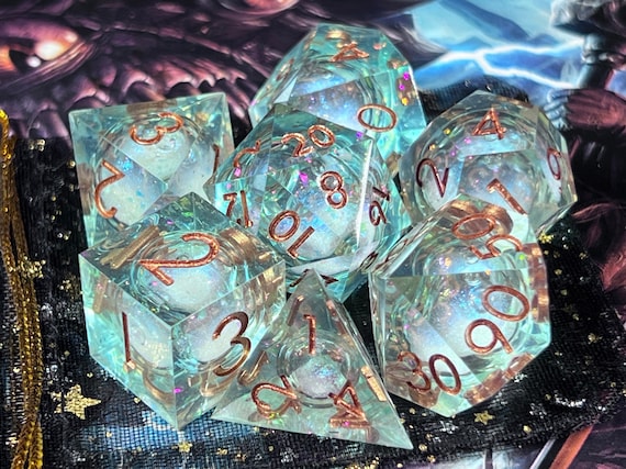Liquid Core Dice Set for Dungeons and Dragons | Handmade Dnd Dice with REAL LIQUID!