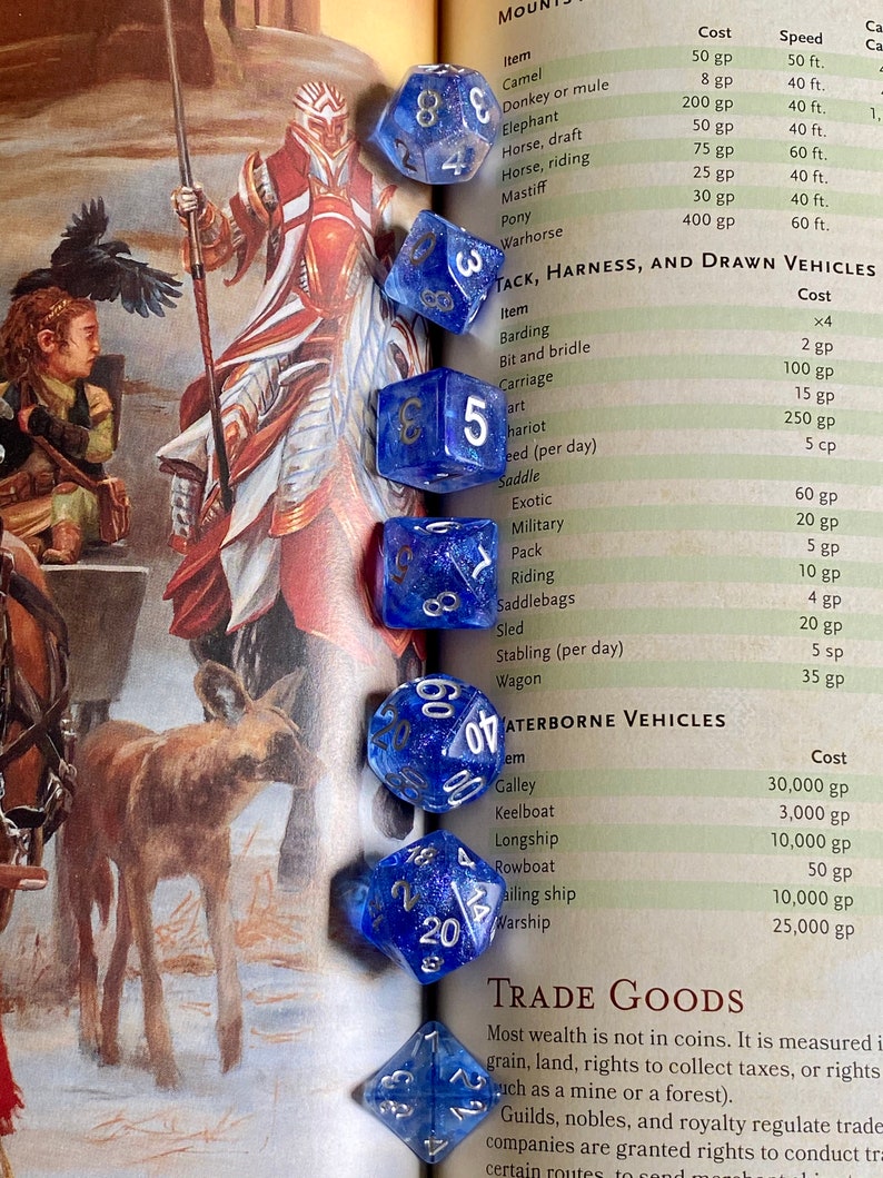 WIZARD MAGIC DnD Dice Set for Dungeons and Dragons Blue Etsy