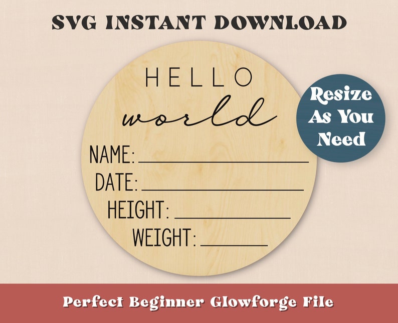 SVG FILE Hello World Baby Sign | Glowforge SVG Files | Hello World File ...