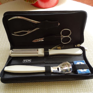 Pediküre Set in echt Leder Etui Vintage Germany
