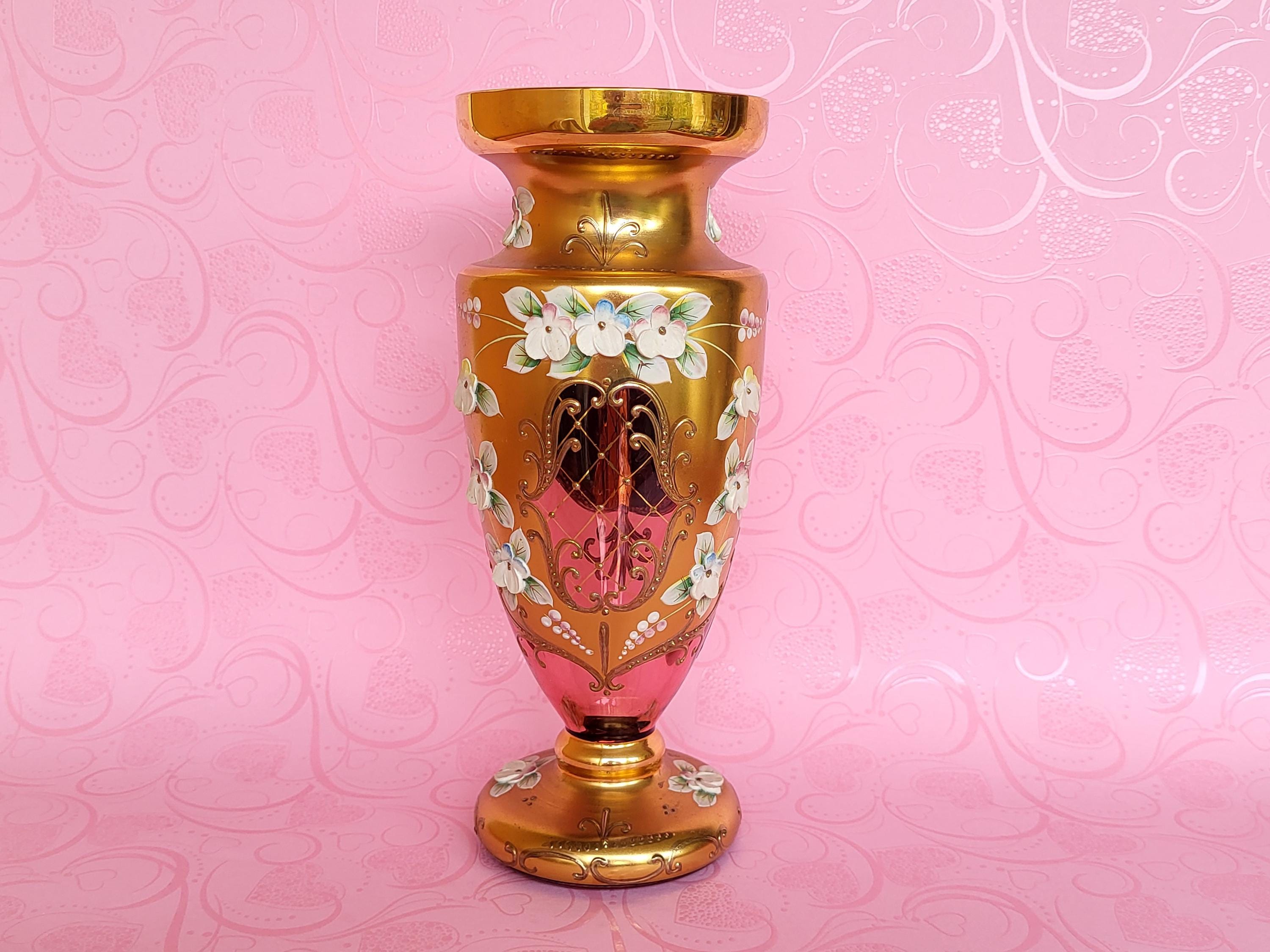 Joska 花瓶 クリスタル エナメルの花 リード クリスタル ガラスの花