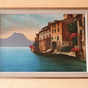 Vintage Painting Landscape Sea Oil Painting Oil Painting Picture Framed Art Collectible Painting Home Decor Canvas Signed