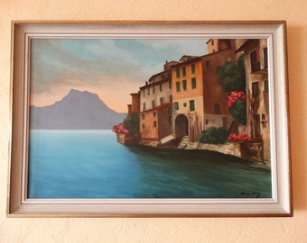 Vintage Painting Landscape Sea Oil Painting Oil Painting Picture Framed Art Collectible Painting Home Decor Canvas Signed