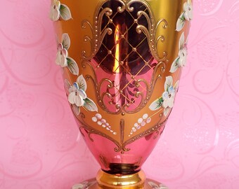 Joska 花瓶 クリスタル エナメルの花 リード クリスタル ガラスの花