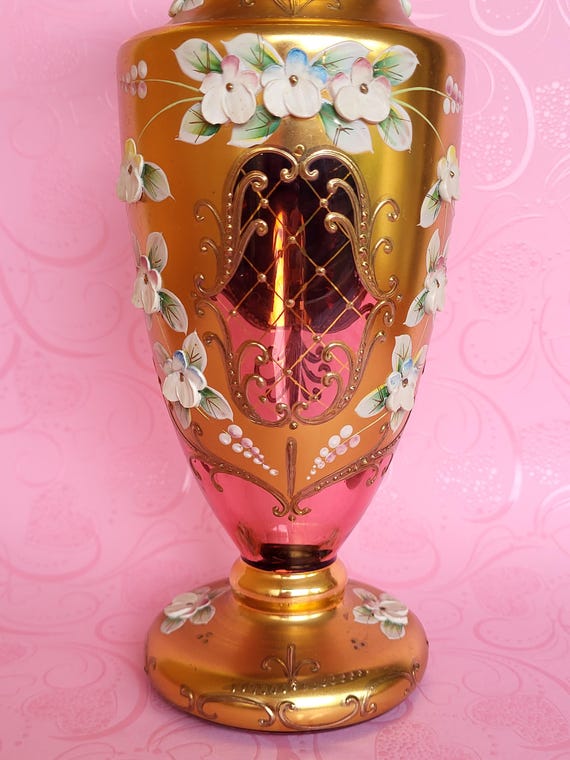 Joska 花瓶 クリスタル エナメルの花 リード クリスタル ガラスの花