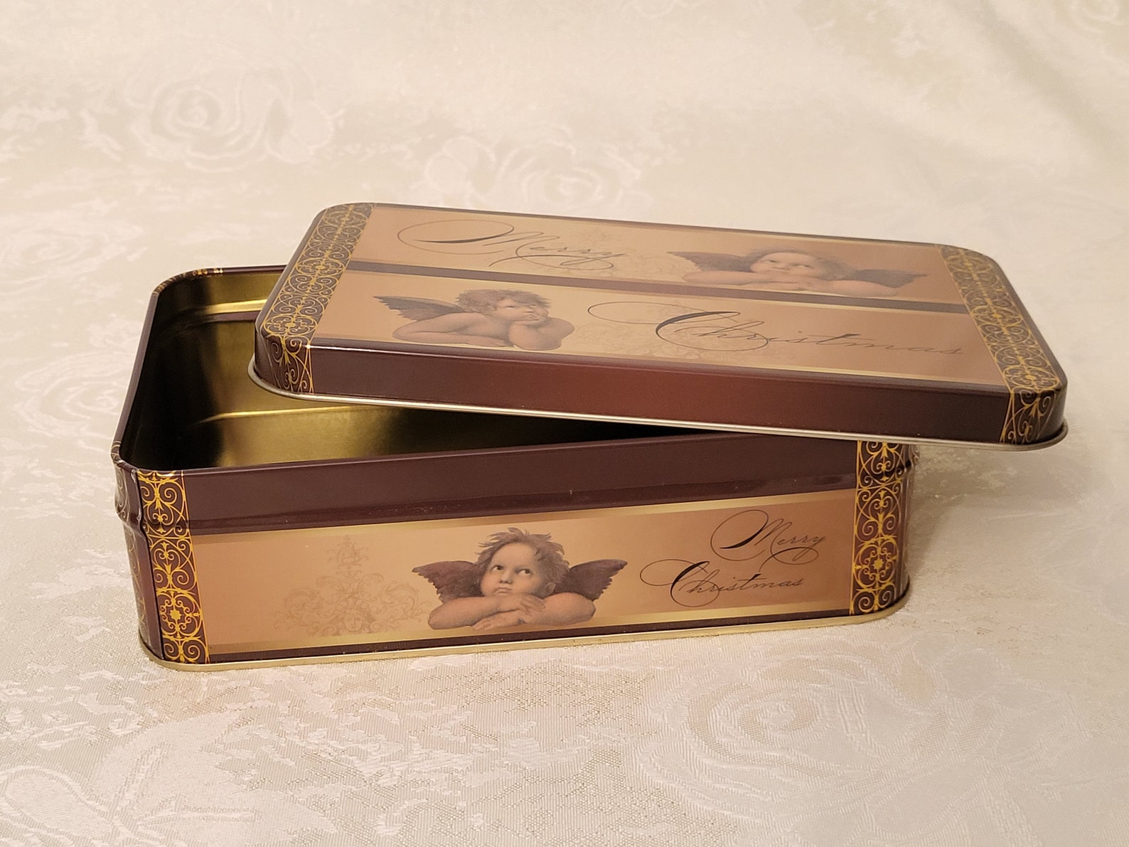 Tin Can Metal Raphael Pastry Tin Jewelry Box Etsy