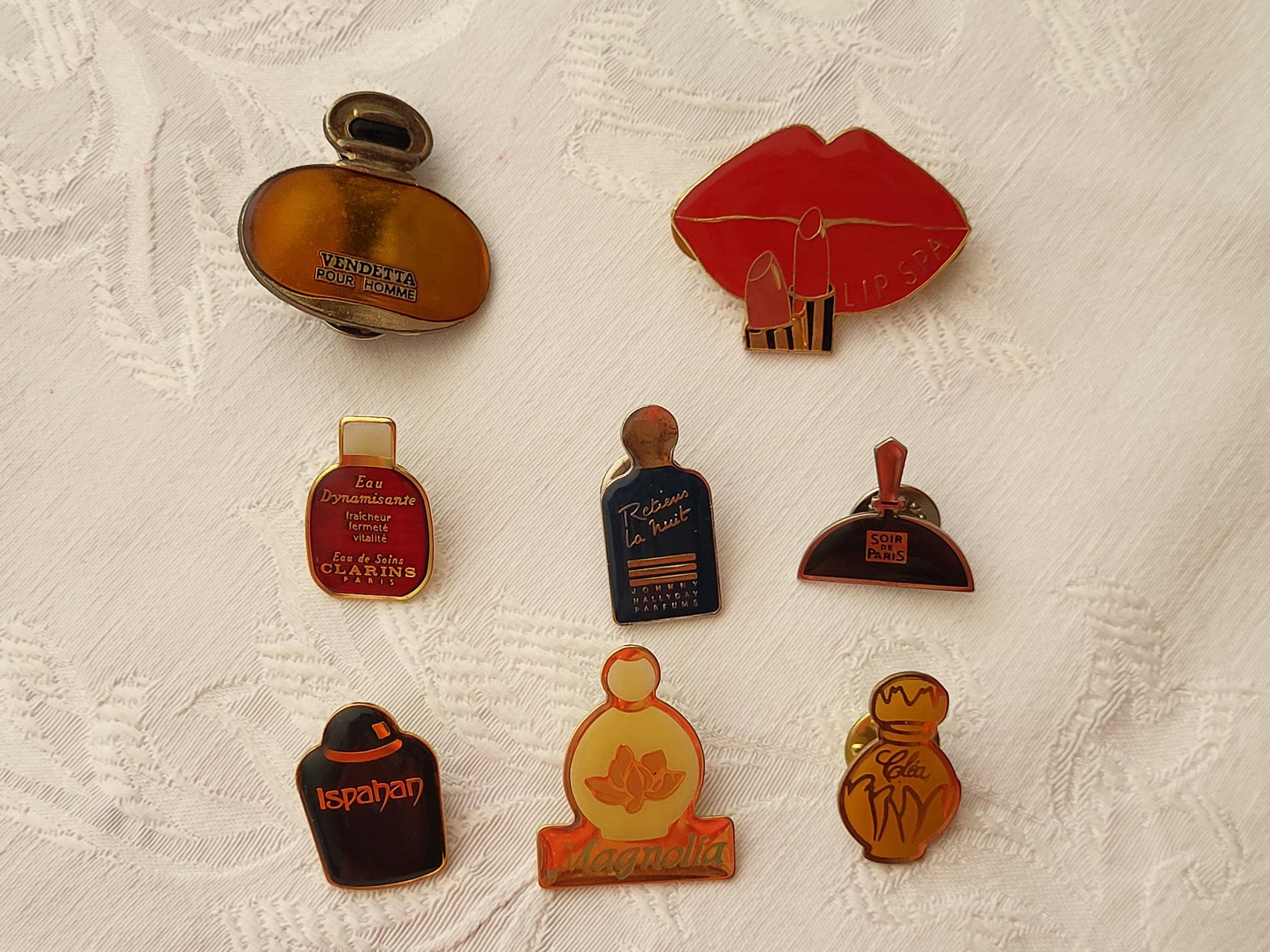 Broche Yves Rocher 8ᵉ Jour parfum vintage années 90