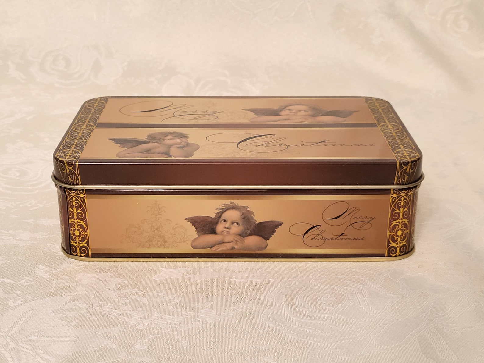 Tin Can Metal Raphael Pastry Tin Jewelry Box Etsy