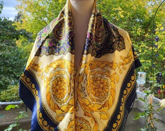 Foulard Carré Estée Lauder - Motif Floral Multicolore - Polyester - Neuf Sans Étiquette
