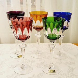 Barthmann wine glasses set of 5 lead crystal glass crystal wine goblets glass cabinet Römer hand-cut Germany