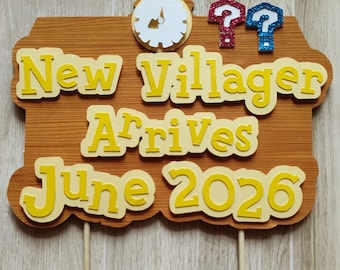 New villager cake topper, Baby announcement/shower