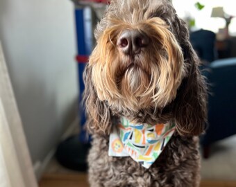 Reversible Geometric Cool Cats Dog Bandana