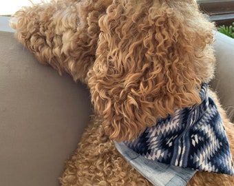 Reversible Blue Flannel Dog Bandana