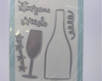 Die Cut Silhouette Champagne Celebration Glass Card Toppers