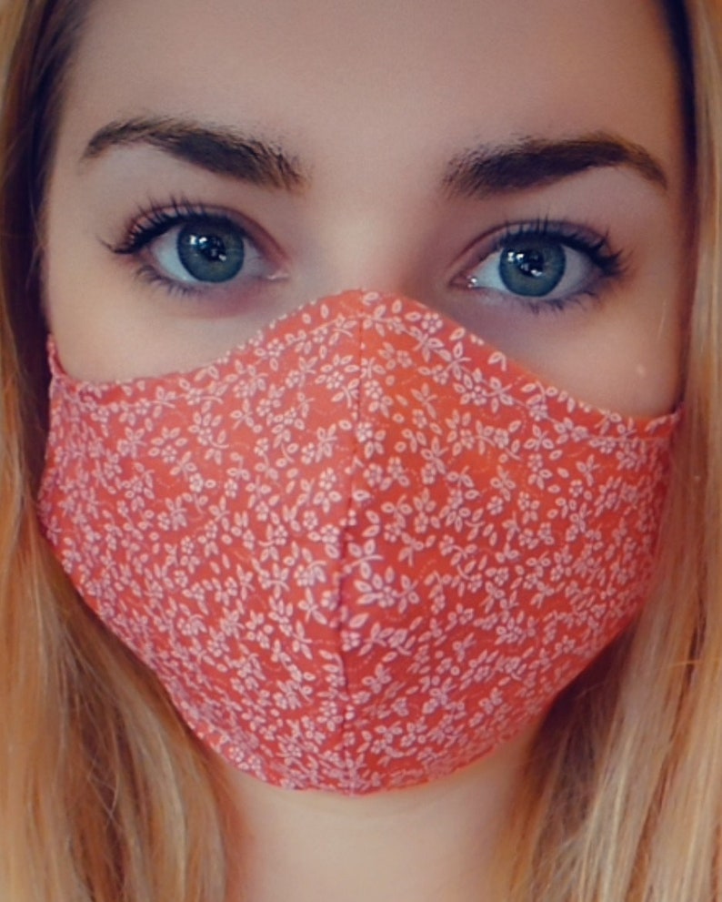 Face Mask Burnt Orange Floral Fabric Face Mask Reusable Etsy UK