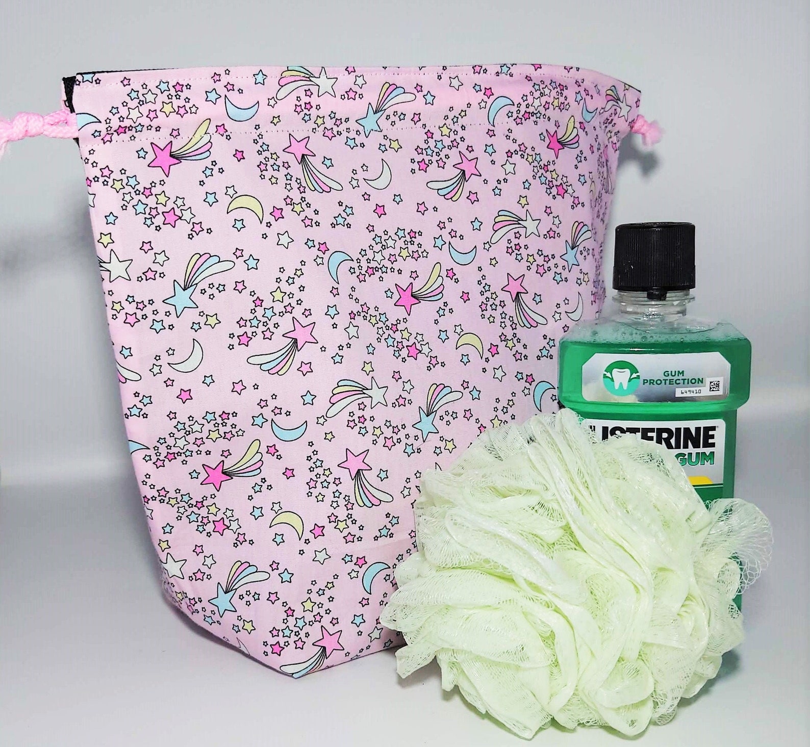 Wash Bag Drawstring Washbag with Waterproof Lining Pink Etsy