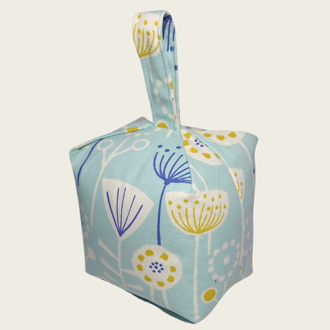 Door Stop Square Door Stop Filled Indoors Door Stop Blue Etsy