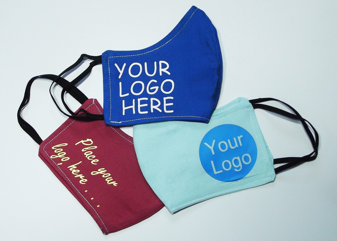Personalised Fabric Face Mask Business Logo Face Mask Name Etsy