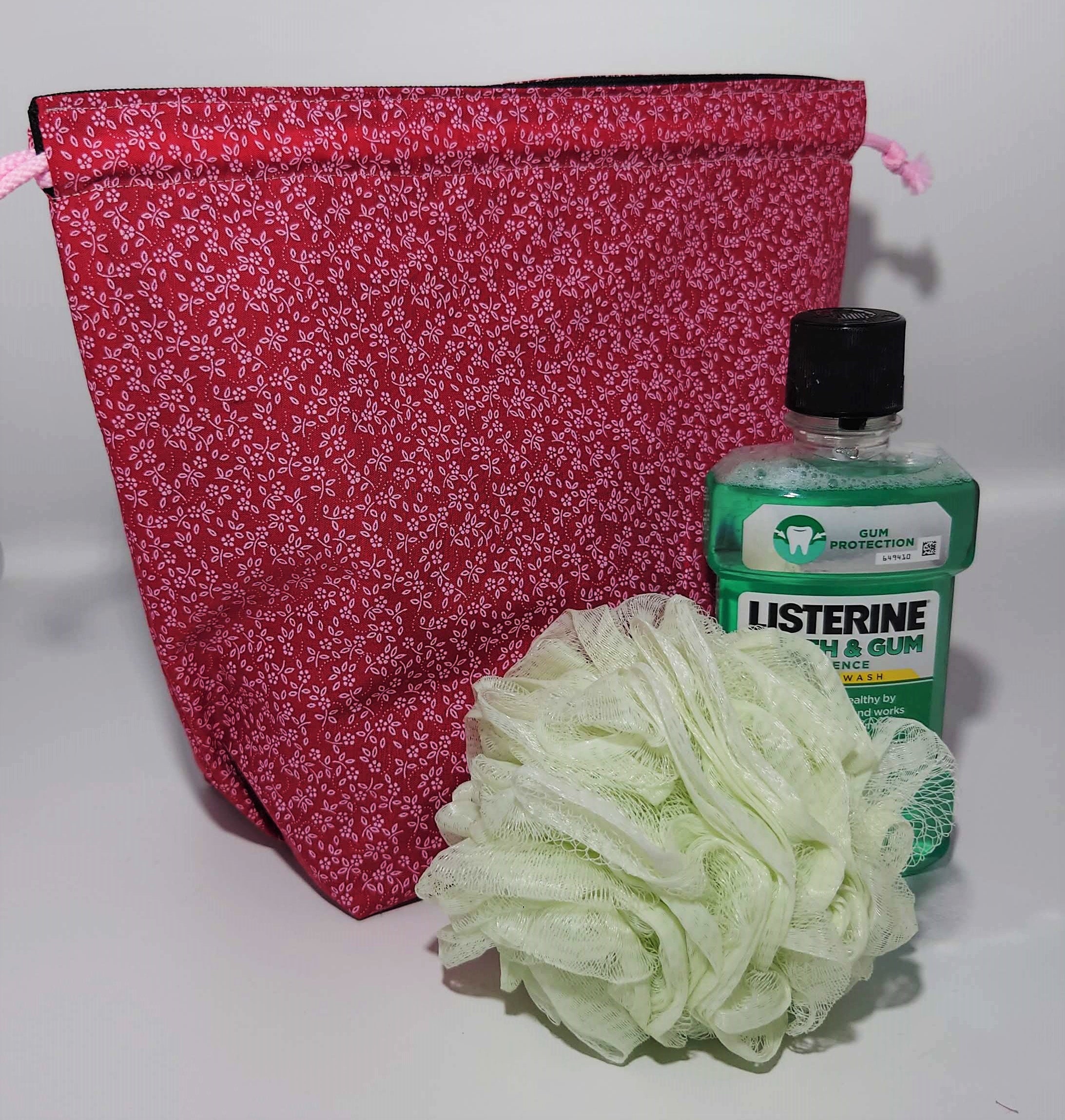 Wash Bag Drawstring Washbag With Waterproof Lining Red Etsy UK