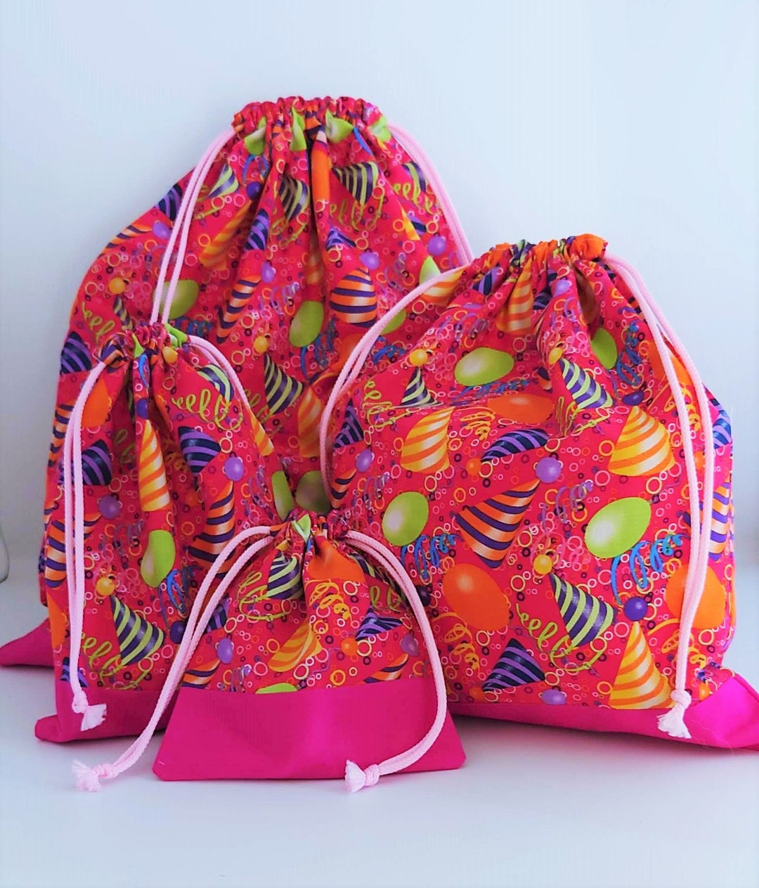 Cotton Gift Bags Pink Cotton Drawstring Gift Bag Etsy UK